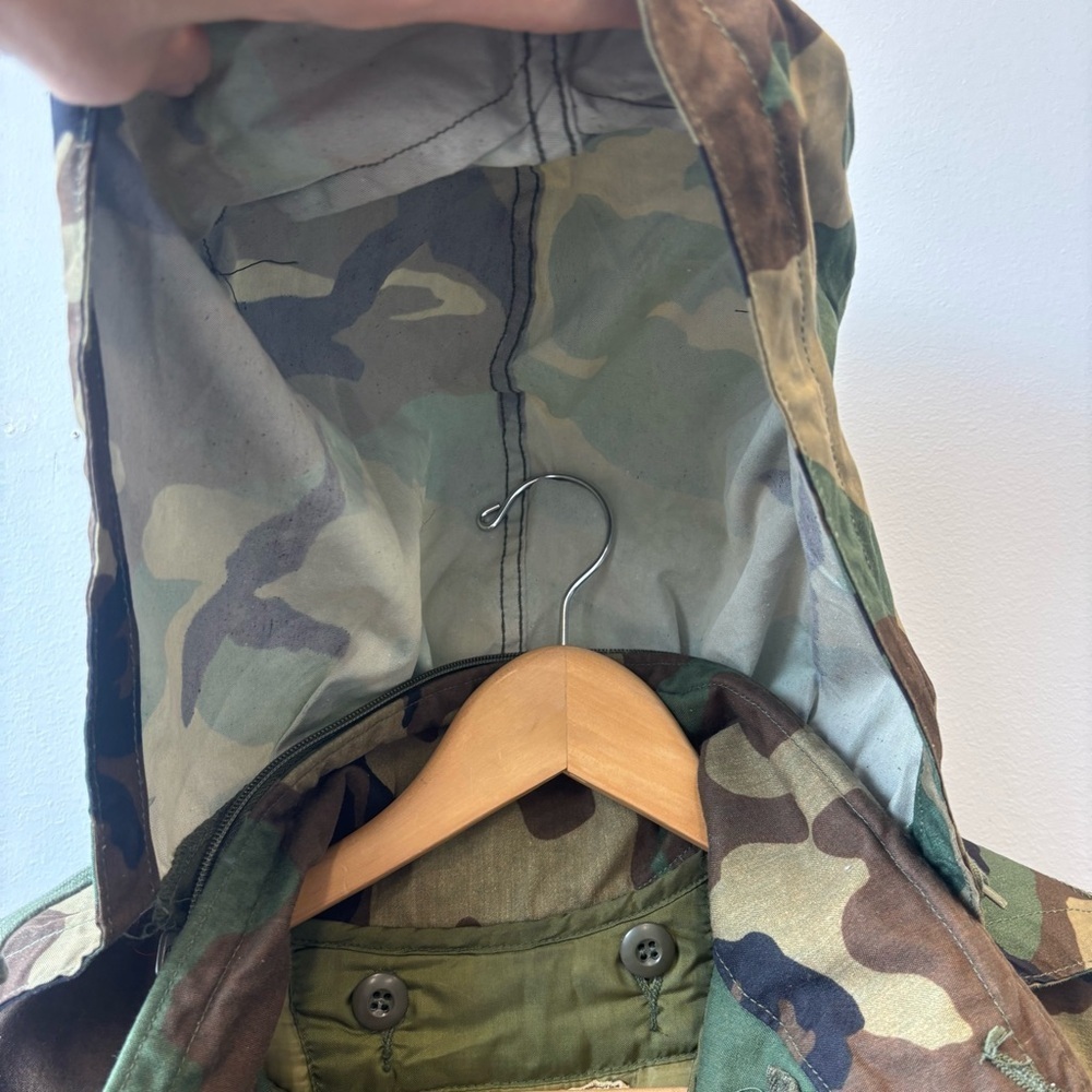 Military Mens Small Field Cold Weather Coat Woodland Camo Lined Army Hooded - Picture 4 of 12